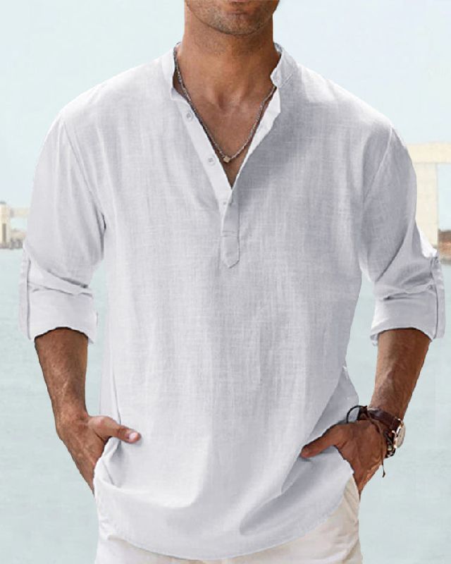 【S-5XL】Męska koszula z długim rękawem wykonana z bawełny i lnu.⚡Stylowe i eleganckie, ⚡wygodne i oddychające