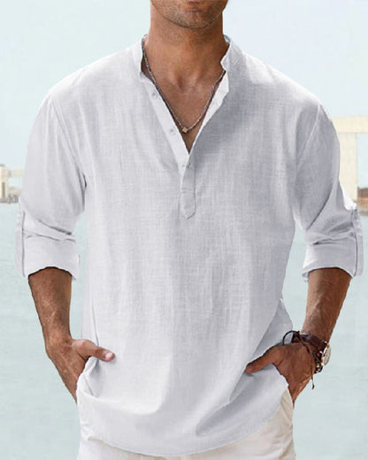 【S-5XL】Męska koszula z długim rękawem wykonana z bawełny i lnu.⚡Stylowe i eleganckie, ⚡wygodne i oddychające