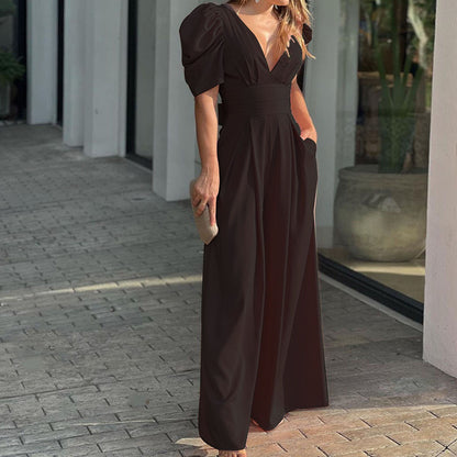 💐🌸【S-3XL】 2025 wiosenny temperament czysty kolor szczupła szeroka forma z V-neckline