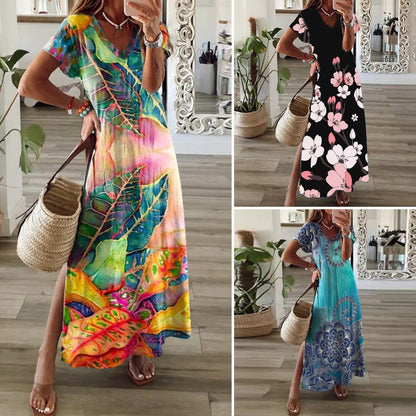 【S-5XL】2024 hot new print sukienka z krótkim rękawem 3698093