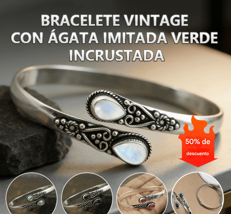 50%OFF【Compra 1 y llévate 1 gratis】--Pulsera vintage de plata S925 con ágata verde
