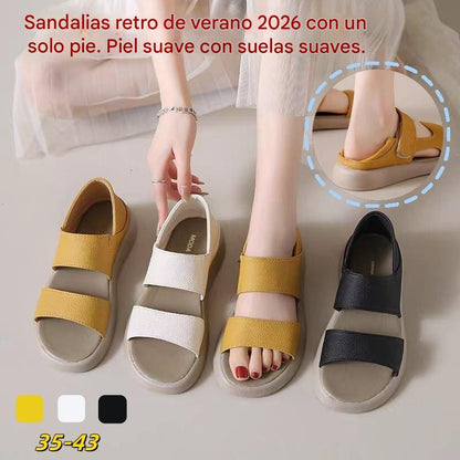 🔥【Precio súper bajo】🔥【Tallas 35-43】👡Sandalias retro de verano 2026, hechas de cuero suave y una suela flexible.