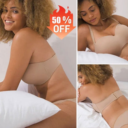 🌸【🔥 Kup 2, a 1 otrzymasz gratis】 Letni, niewidoczny, antypoślizgowy biustonosz bez ramiączek o cienkim przekroju seksowna bielizna push-up-4073020