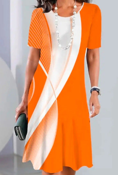 🔥【50% zniżki na gorącą wyprzedaż】🔥【S-5XL】Letnia elegancka sukienka retro z okrągłym dekoltem