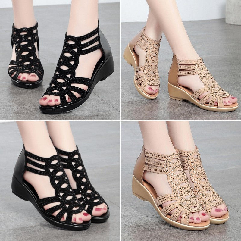 👡【Solo hoy 50% de descuento】【35-40】Sandalias de tacón medio, transpirables, suela suave, piel blanda, flexibles y a la moda