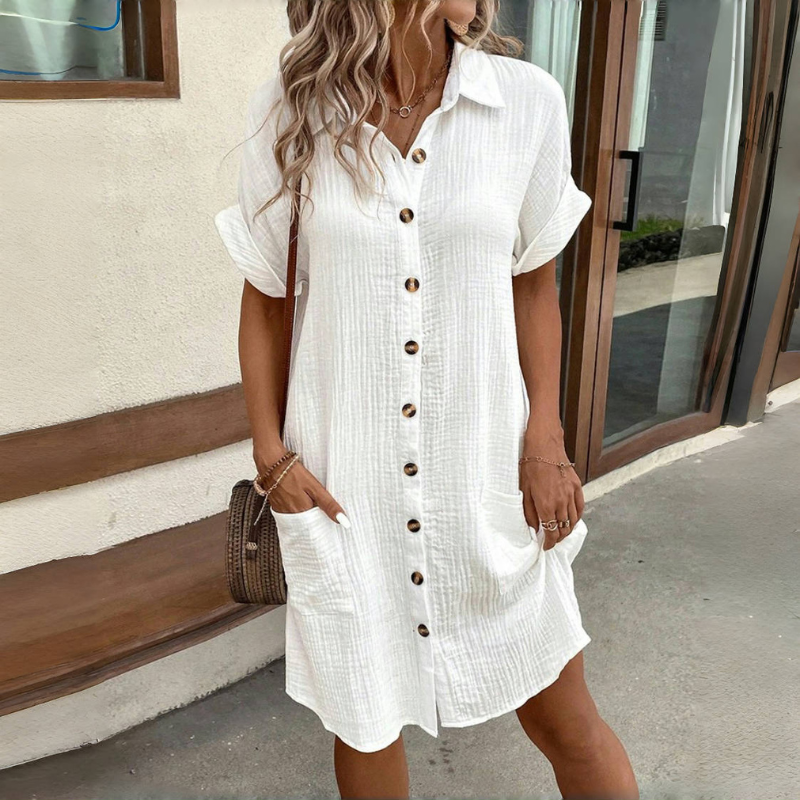 🌸【Gorąca wyprzedaż】💎 [S-6XL] 2025 bawełniano-lniana sukienka z krótkim rękawem, lekka i przewiewna