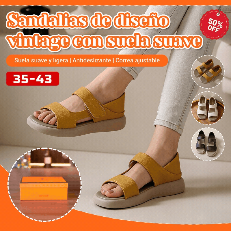 🔥【Precio súper bajo】🔥【Tallas 35-43】👡Sandalias retro de verano 2026, hechas de cuero suave y una suela flexible.