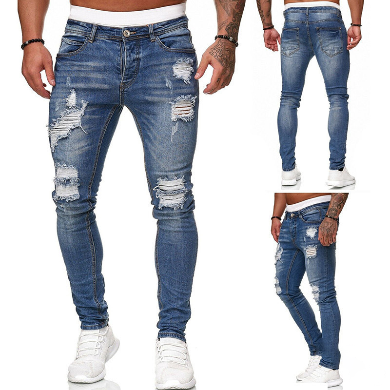 👖50% de descuento🏆Pantalones vaqueros ajustados rotos para hombre ✅️Pago contra entrega