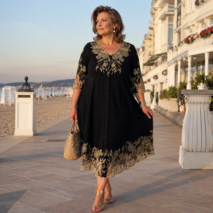 👗【S-5XL】Sukienka z haftowanej koronki, duży rozmiar - modna i elegancka