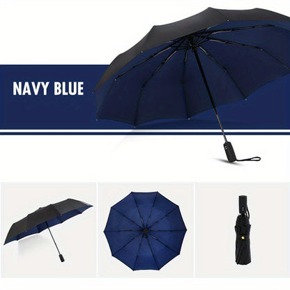 ☔ Dwuwarstwowy parasol automatyczny, wzmocniony, wiatroszczelny, nadający się do użytku zarówno podczas deszczowej, jak i słonecznej pogody.-3876439