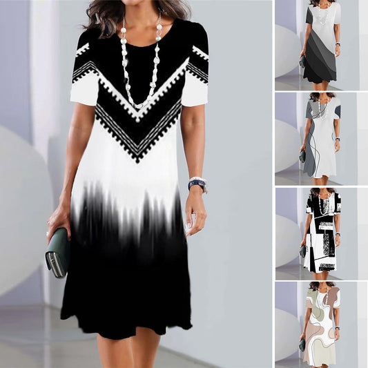 👗【40-120kg】Nuevo vestido estampado de cuello redondo para mujer, colección 2026 ✅️Pago contra entrega