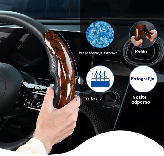 🚗【1 komplet 3 kosov】👍👍Nedrseča lesena prevleka za volan avtomobila