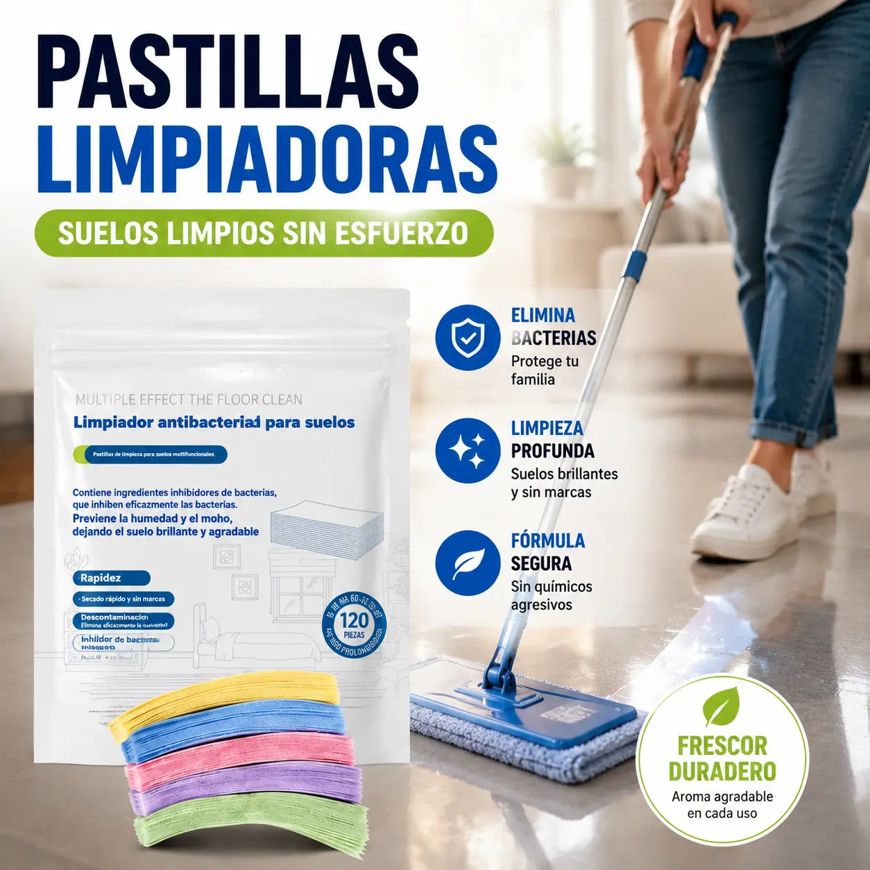 🧹【¡Compra 1 y recibe 1 GRATIS!】✨ 240 unidades de pastillas limpiadoras multiusos antibacterianas y desodorizantes | Aptas para madera dura, suelos laminados, azulejos y paredes de autocaravana ✅️Pago contra entrega