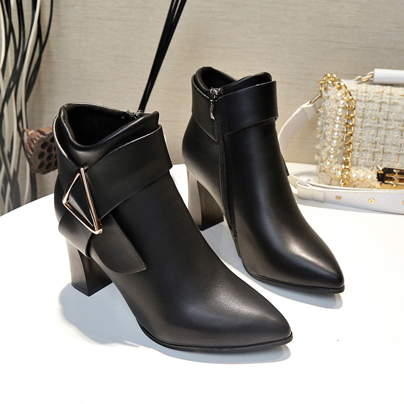 ✨👢【34-40】2024 zimowe nowe damskie skórzane botki na grubym obcasie, ręcznie robione-3840807