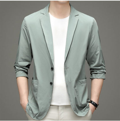 【50% zniżki】【M-5XL】Męska letnia kurtka biznesowa Ice Silk oddychająca--3905875