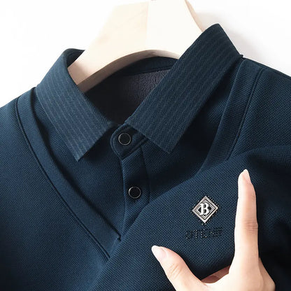 👔🔥【M-4XL】Nové pánske zimné polo tričko s klopou a flísovou podšívkou - jednoduché a pohodlné