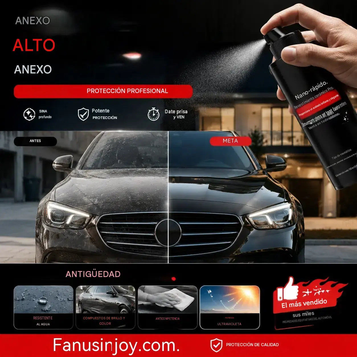 🚗 🏆 Spray para el cuidado del coche: brillo instantáneo, protección completa, no deja marcas ✨🧼💦