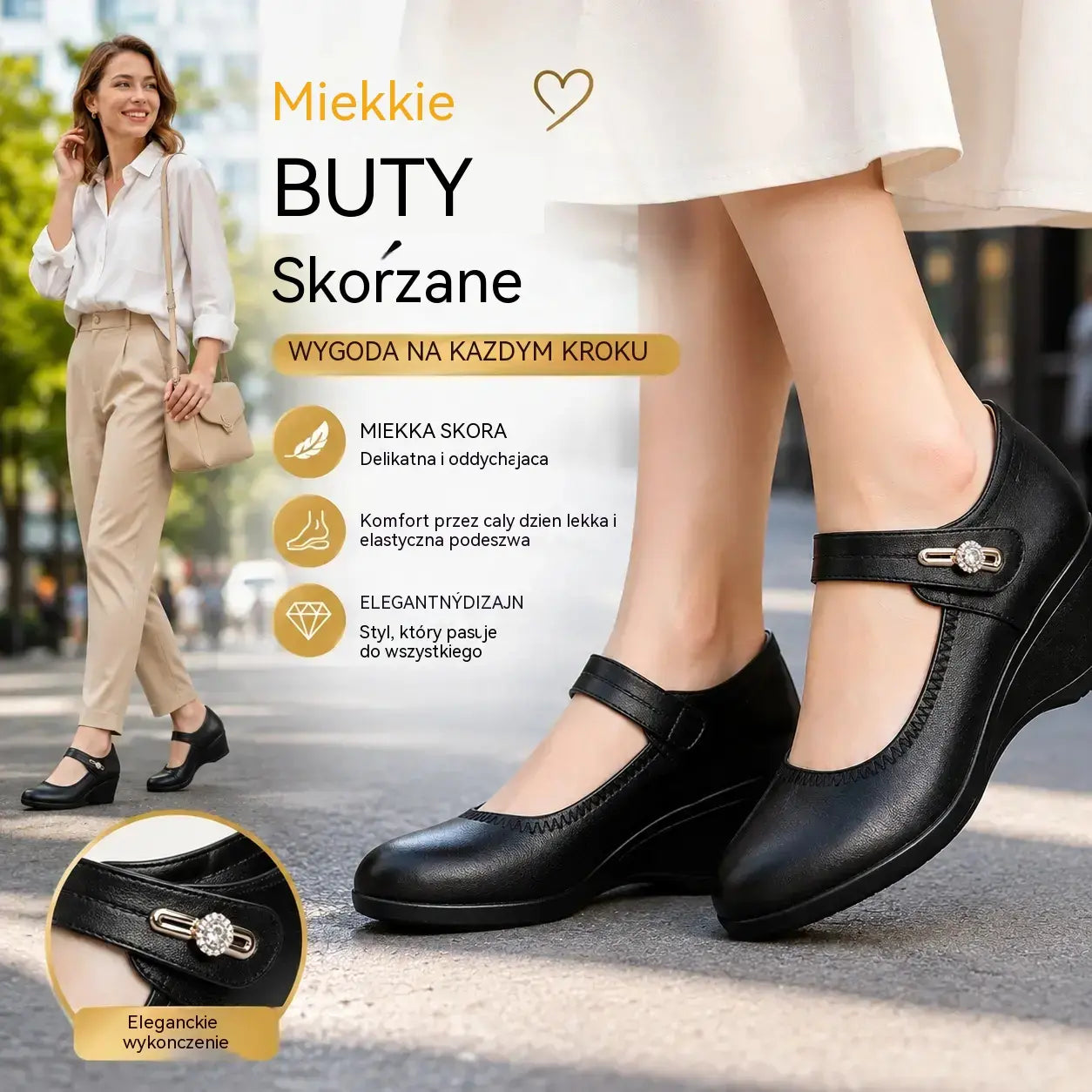 👡【Veľkosti 35-41】Mäkké kožené topánky s mäkkou podrážkou a protišmykovým klinovým podpätkom: ideálne pre mamičky.