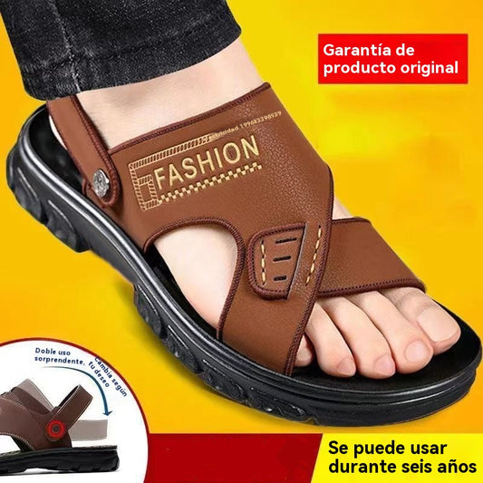 🐂⏳🔥【Nueva oferta al 50%】🔥【38-47】Nuevas sandalias de playa de cuero con suela gruesa para hombre.