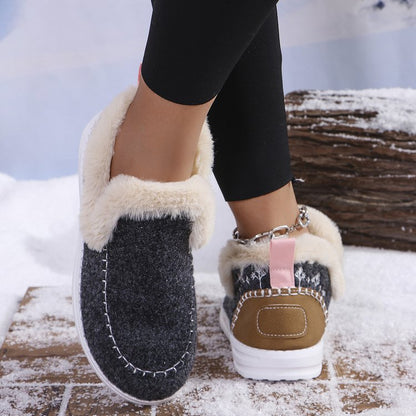 【36-43】2024 Nowe krótkie buty damskie z podszewką z pluszu-3769647