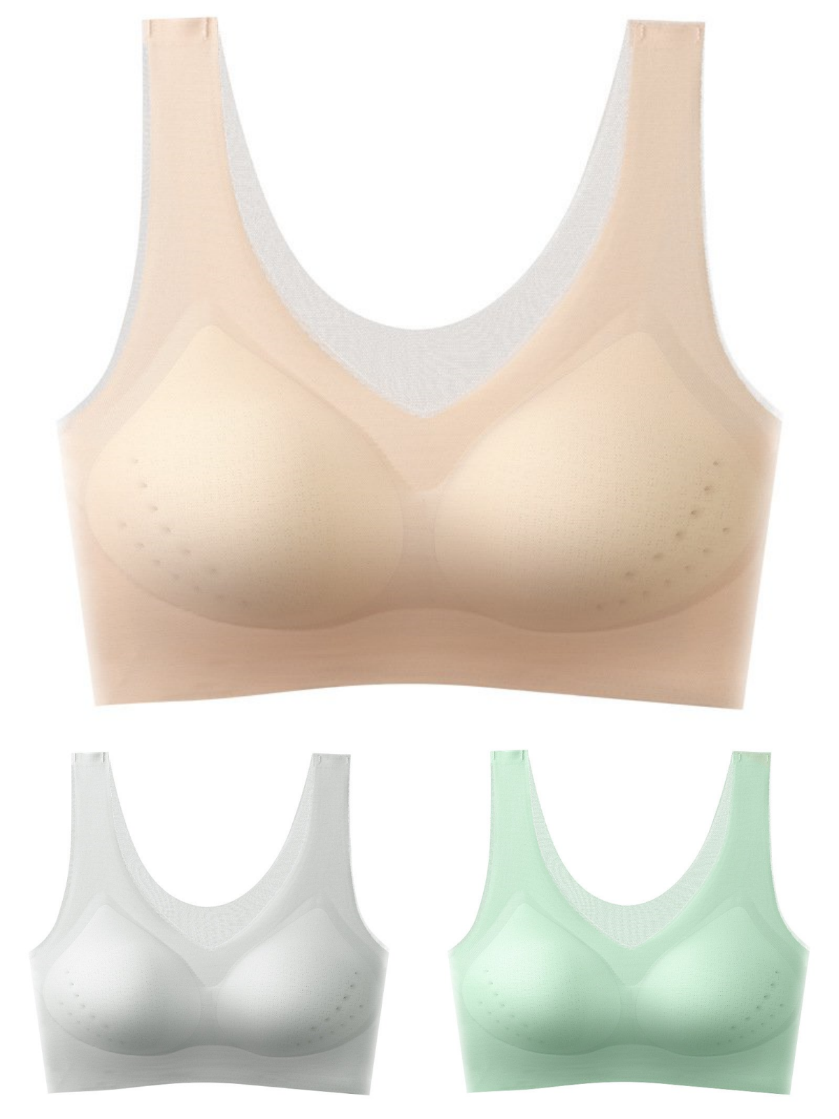 🏆【Promocija—set od 3 dijela 50% popusta】【40-120 kg】🎀2026 Bešavni grudnjak od ledene svile, podizanje i oblikovanje, protiv opuštanja i skupljanja