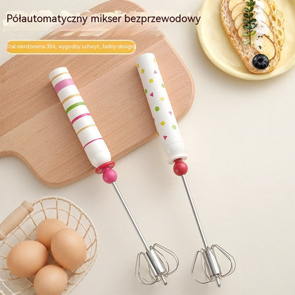 99 zł [zestaw 2-częściowy] 🥚 Półautomatyczna, wyjmowana trzepaczka ze stali nierdzewnej 304 ✨