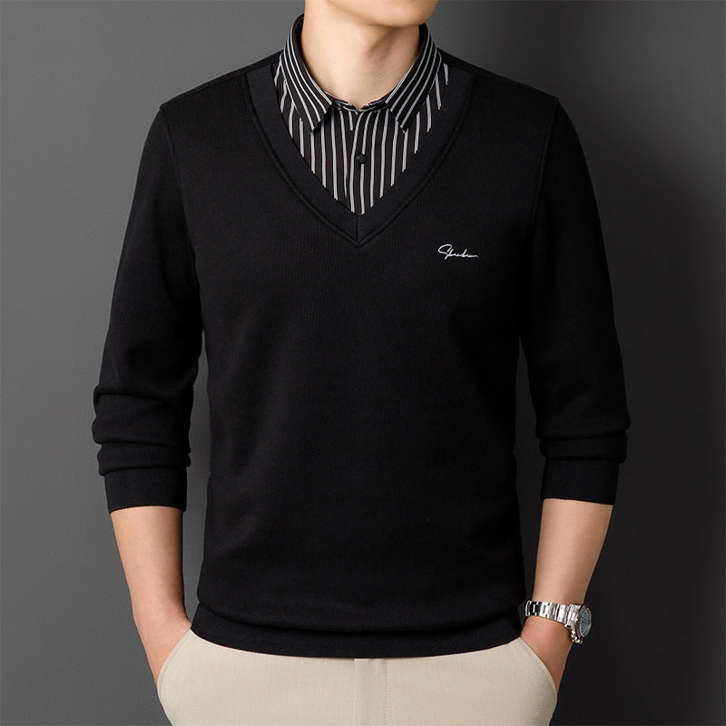 ✈️Oferta specjalna🔥【Kup jeden, a drugi dostaniesz gratis】Męska ciepła i ocieplana bluzka z kołnierzykiem z polaru【L-4XL】