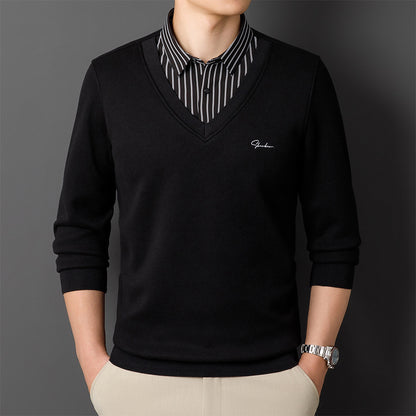 ✈️Oferta specjalna🔥【Kup jeden, a drugi dostaniesz gratis】Męska ciepła i ocieplana bluzka z kołnierzykiem z polaru【L-4XL】