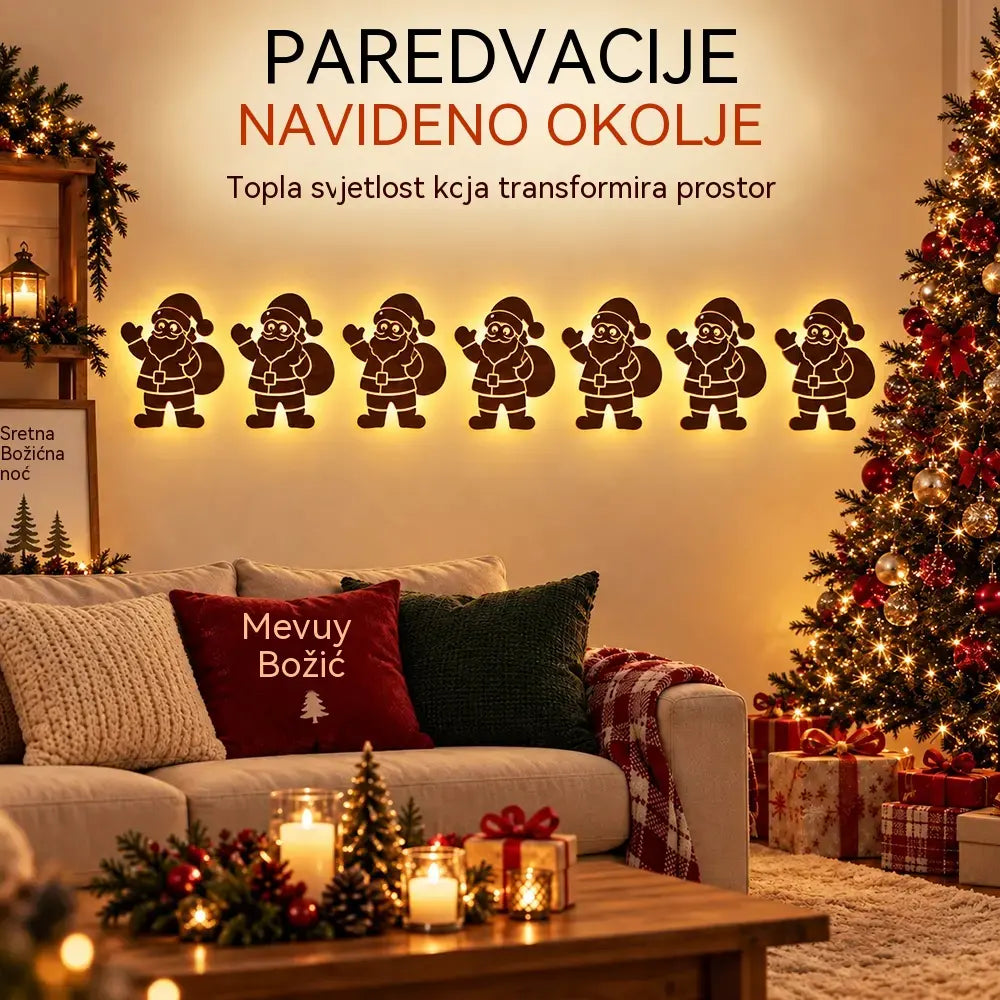 🦌✨ LED zidni dekor s sobovima | Osvijetljeni božićni ukras | Toplo osvijetljeni zidni ukras prikladan za dom i ured 🎄