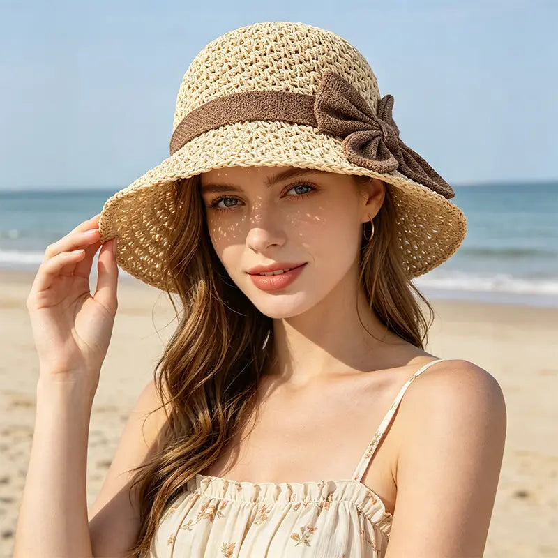 ☀️🎀【Producto más vendido del verano✨】Elegante sombrero francés con lazo: protección solar y sombra.