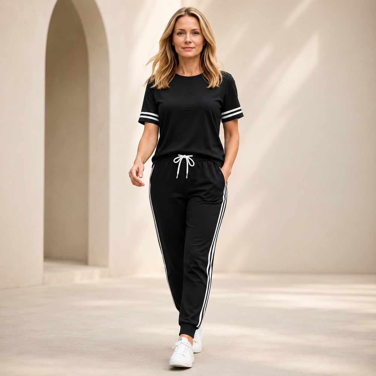 🔥💕【S-2XL】✨Conjunto deportivo de dos piezas para mujer, tejido suave y elástico, adecuado tanto para estar en casa como para uso casual.