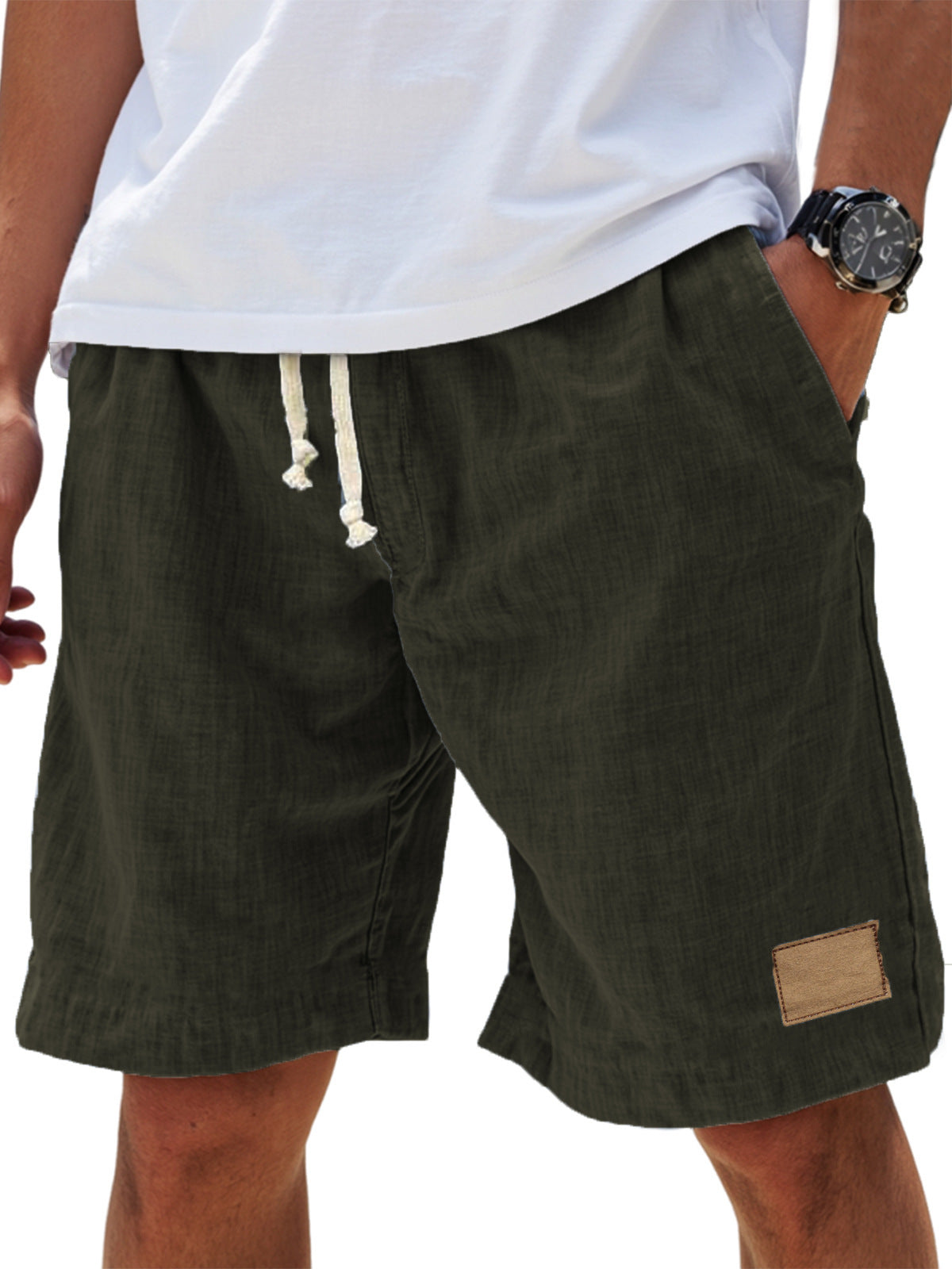 ⏳🔥【Último día al 50%】👖 【S-5XL】【55-110 kg】Pantalón corto casual hombre 2026 efecto lino con cordón (tallas grandes).