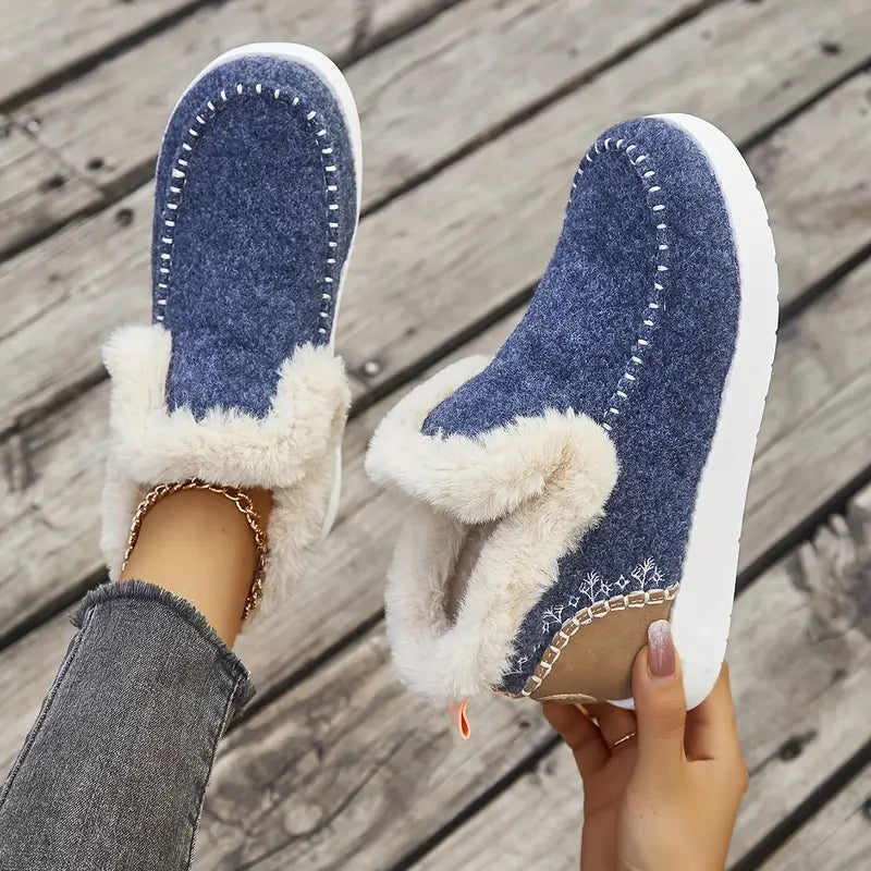 【36-43】2024 Nowe krótkie buty damskie z podszewką z pluszu-3769647