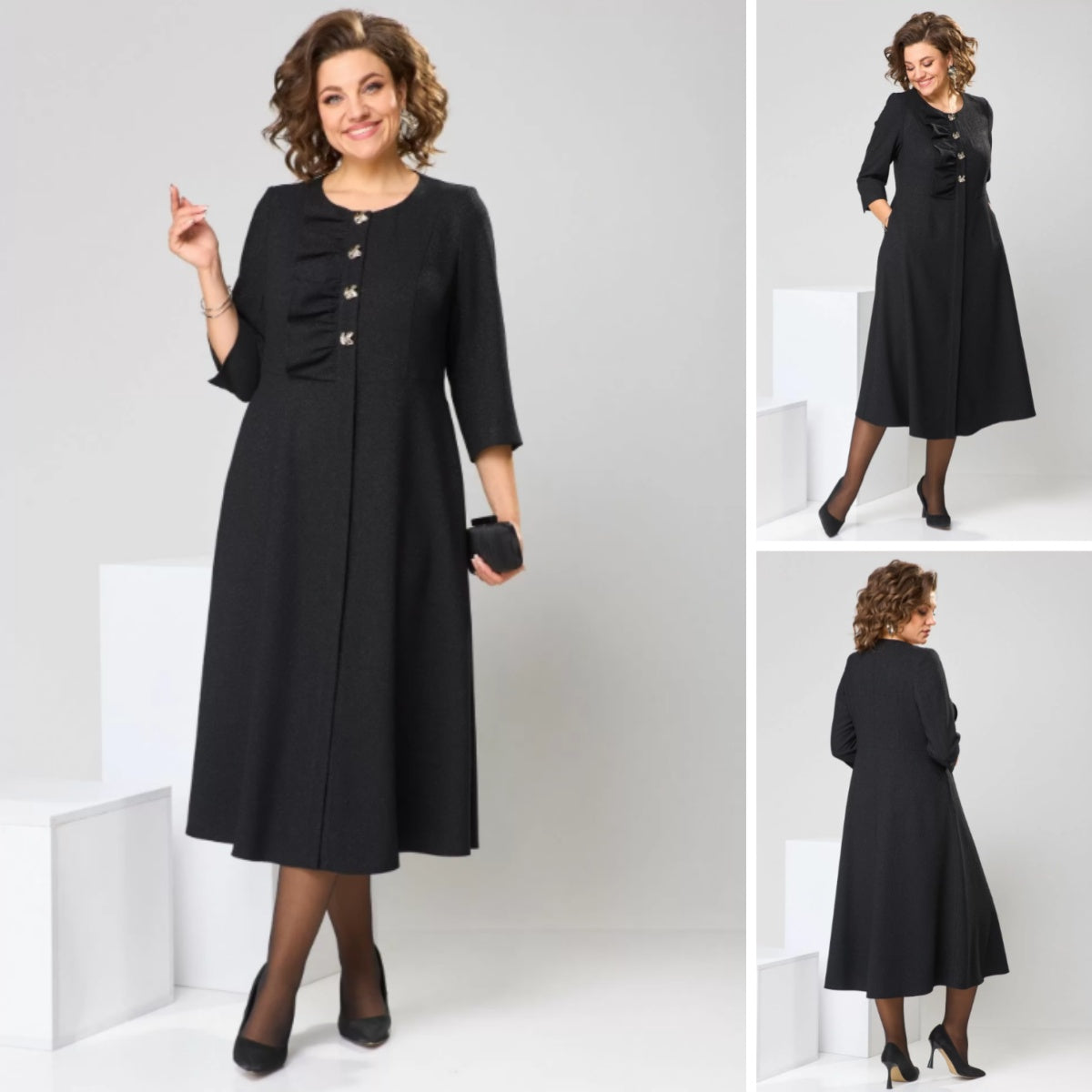 🍁【S-5XL】💞2024 wysokiej jakości modna i elegancka nowa długa sukienka na jesień i zimę-3842119
