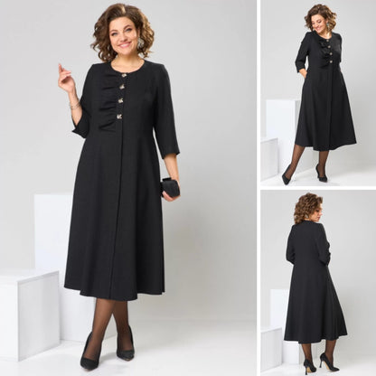 🍁【S-5XL】💞2024 wysokiej jakości modna i elegancka nowa długa sukienka na jesień i zimę-3842119