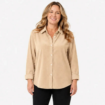 👚Ženska korduro košulja širokog kroja – jednobojna, dugi rukavi – mekana, ležerna bluza za jesen i zimu