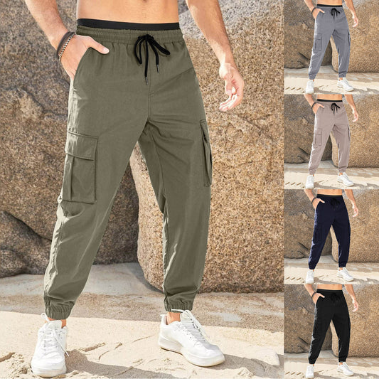 👖 Pago contra entrega✅️Pantalones casuales de trabajo para hombre, resistentes al desgaste, en tallas grandes, con cintura elástica y cordón ajustable.