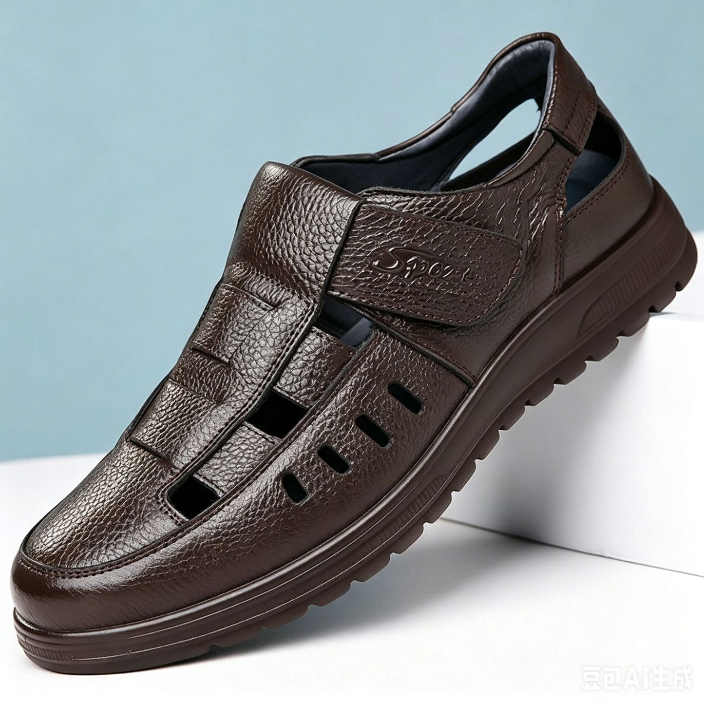 【39-45】👞Sandalias casuales antideslizantes de cuero genuino transpirables con diseño calado para hombre, colección verano 2026 ✅️Pago contra entrega