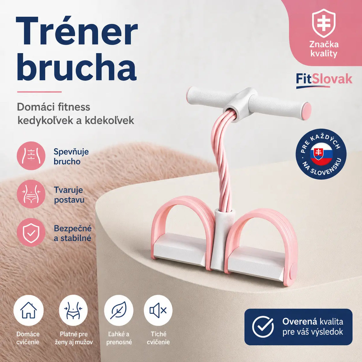 💜 Multifunkčný odporový pás na cvičenie 💪 S opierkou na nohy – Cvičenie brušných svalov v pohodlí domova