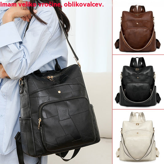 👛🌟【Plačilo ob dostavi】Usnjen nahrbtnik velike prostornine, karo vzorec