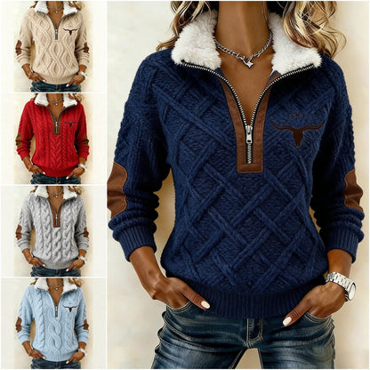 🔥Изненада за ограничено време: 50% отстъпка! 🔥✨Стилен плетен дамски плюшен суитшърт