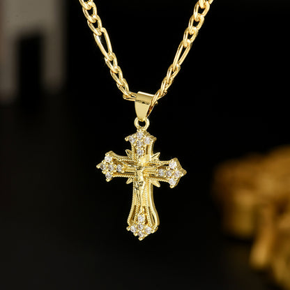 ✝️✨Колие с кръст - Стилно и универсално, инкрустирано с кубичен цирконий, елегантно и искрящо.