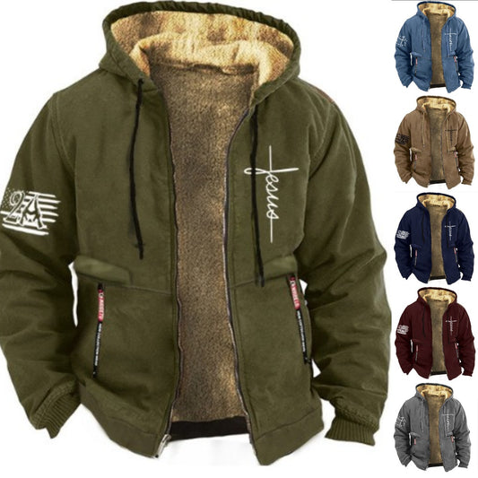 🔥⛄【S-3XL】2024 Modna, jesienno-zimowa, pogrubiona i aksamitna męska kurtka na co dzień-3792185