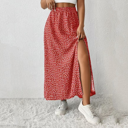 🌈🌷【50% de descuento✨】Nueva falda casual de verano con estampado floral y abertura.