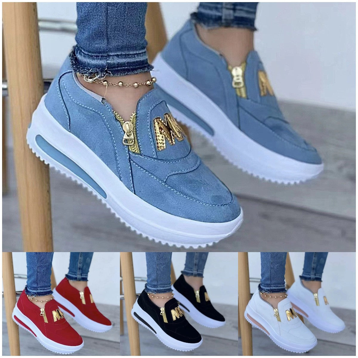 ✨ 💐【35-43】  2025 Damskie buty sportowe casualowe z zamkiem błyskawicznym, grubą podeszwą, modne i wygodne