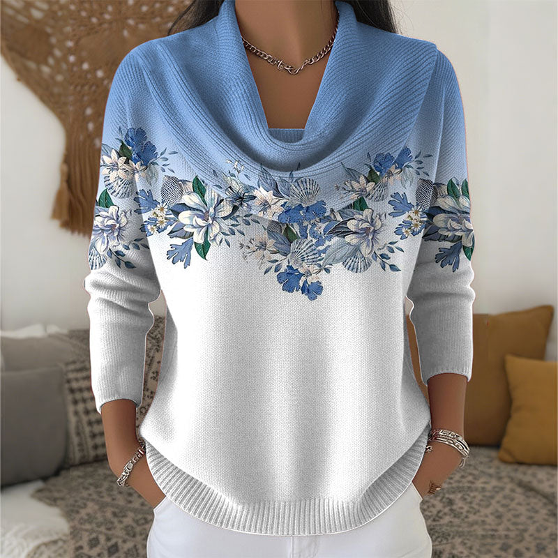 Dámská ležérní volná košile s vysokým výstřihem a potiskem (S-3XL)