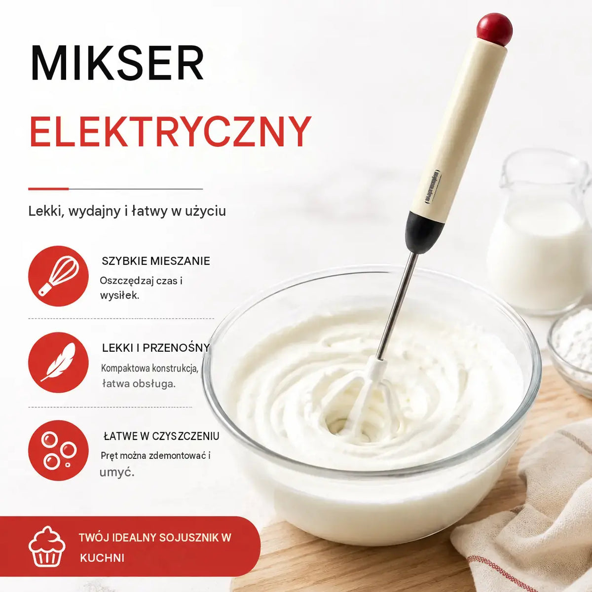 🔥【Ostatni dzień promocji -50%, zestaw 2 sztuk】🔥Półautomatyczna trzepaczka do jajek ze stali nierdzewnej🥚