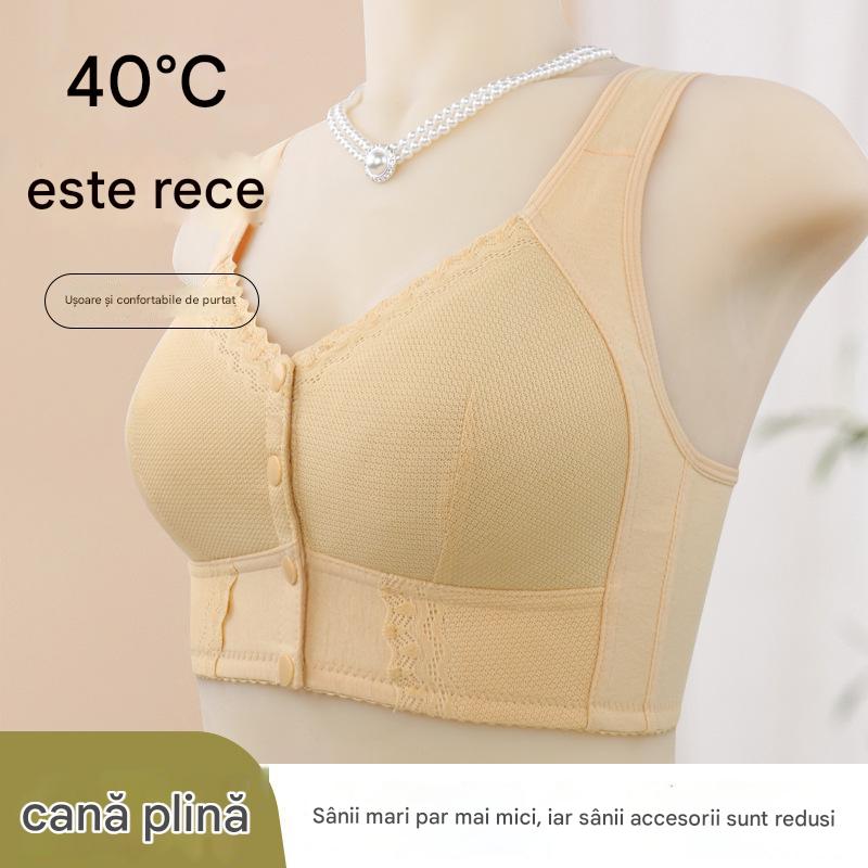 🎁（3 szt）💕🎁【45kg-155kg】Oversized oddychający biustonosz z miękkiej bawełny, zapinany z przodu na guziki