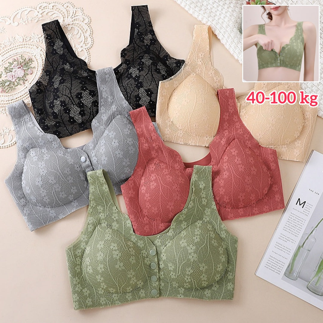 🔥✨【Compra uno y llévate otro gratis】【40-100 kg】💕👙Nuevo sujetador sin aros con cierre frontal para mujer, suave y cómodo.