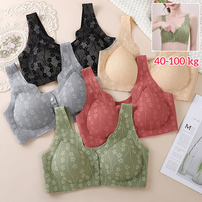 🔥✨【Compra uno y llévate otro gratis】【40-100 kg】💕👙Nuevo sujetador sin aros con cierre frontal para mujer, suave y cómodo.